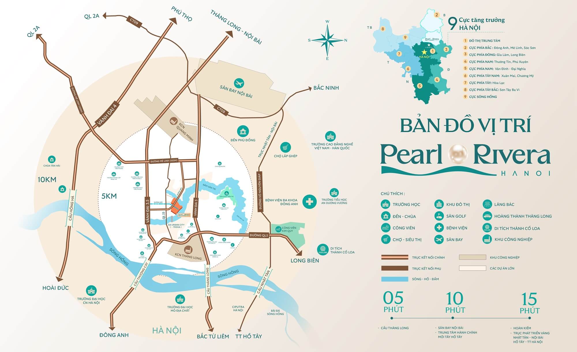 vị trí dự án pearl rivera hà nội mê linh