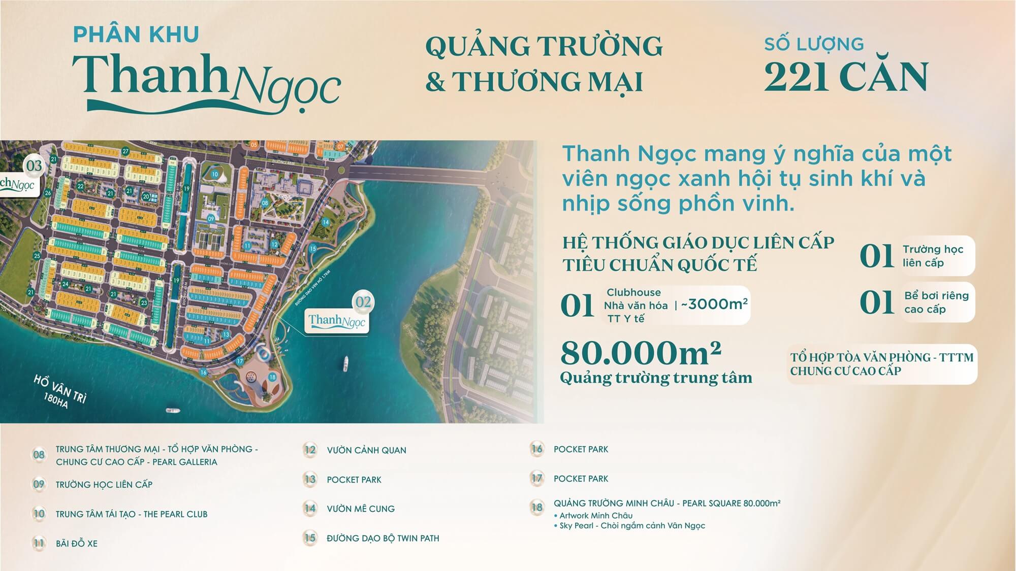 phân khu thanh ngọc dự án pearl rivera hà nội mê linh